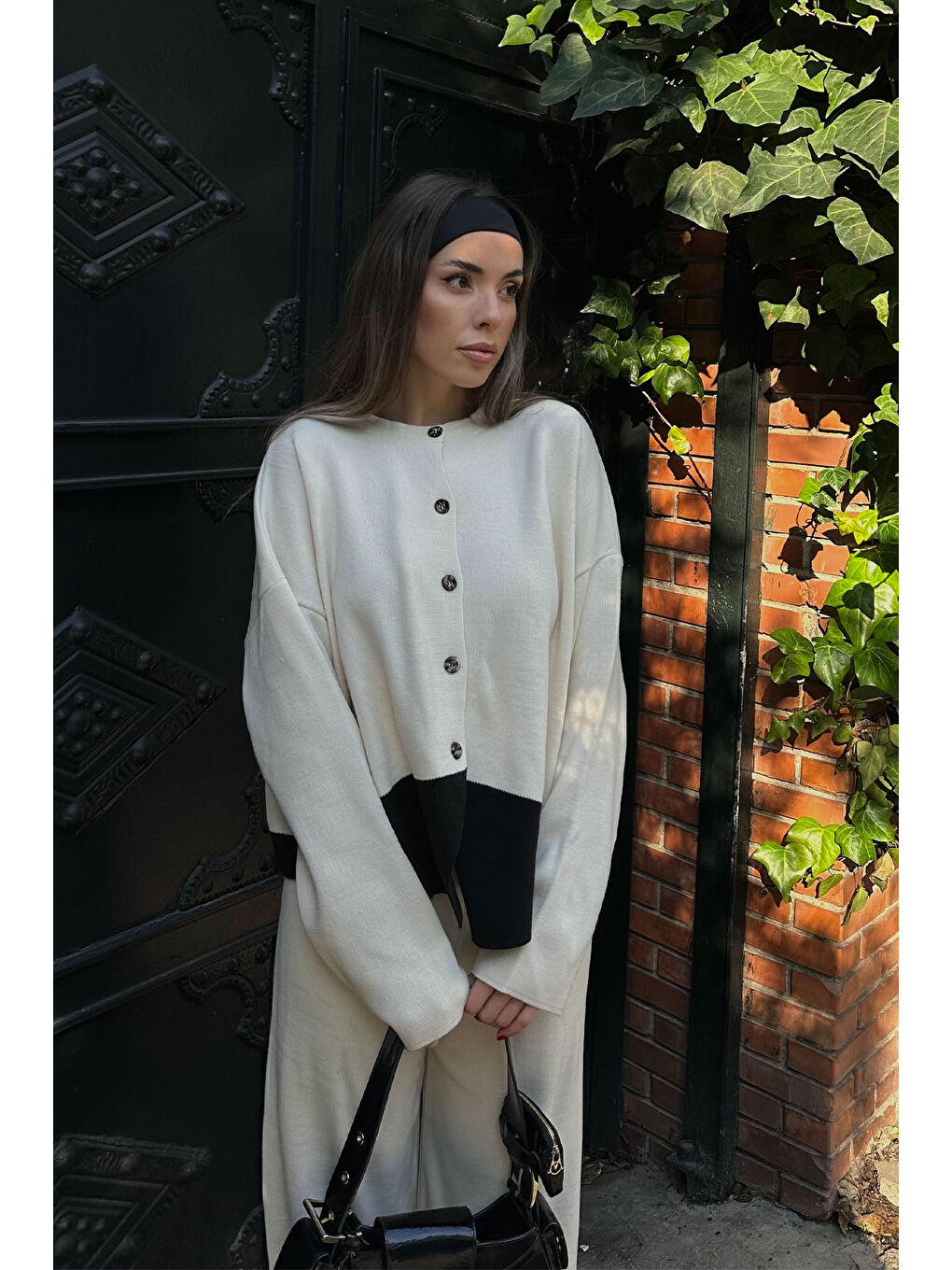 Ekru Düğmeli  İkili Triko Takım 5KXK8-49072-52-4