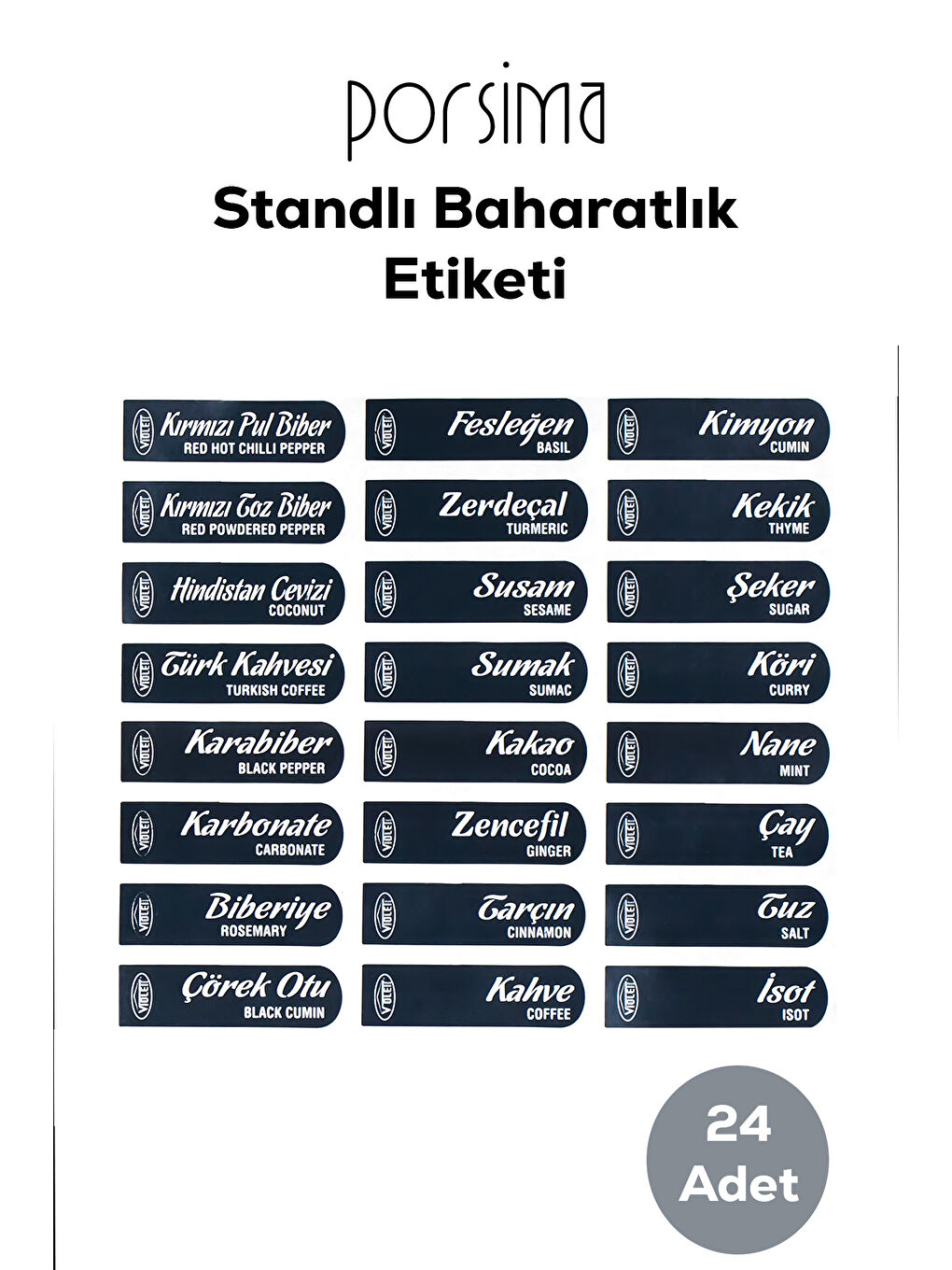 Porsima 1165 Siyah Beyaz 12'li Random Baharatlık - 5