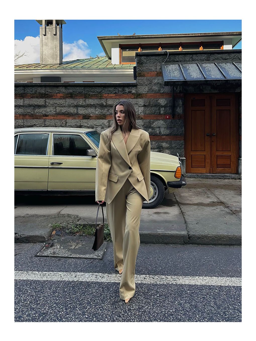 Bej Kruvaze Yaka Klasik Takım 5KXK8-49073-25-1