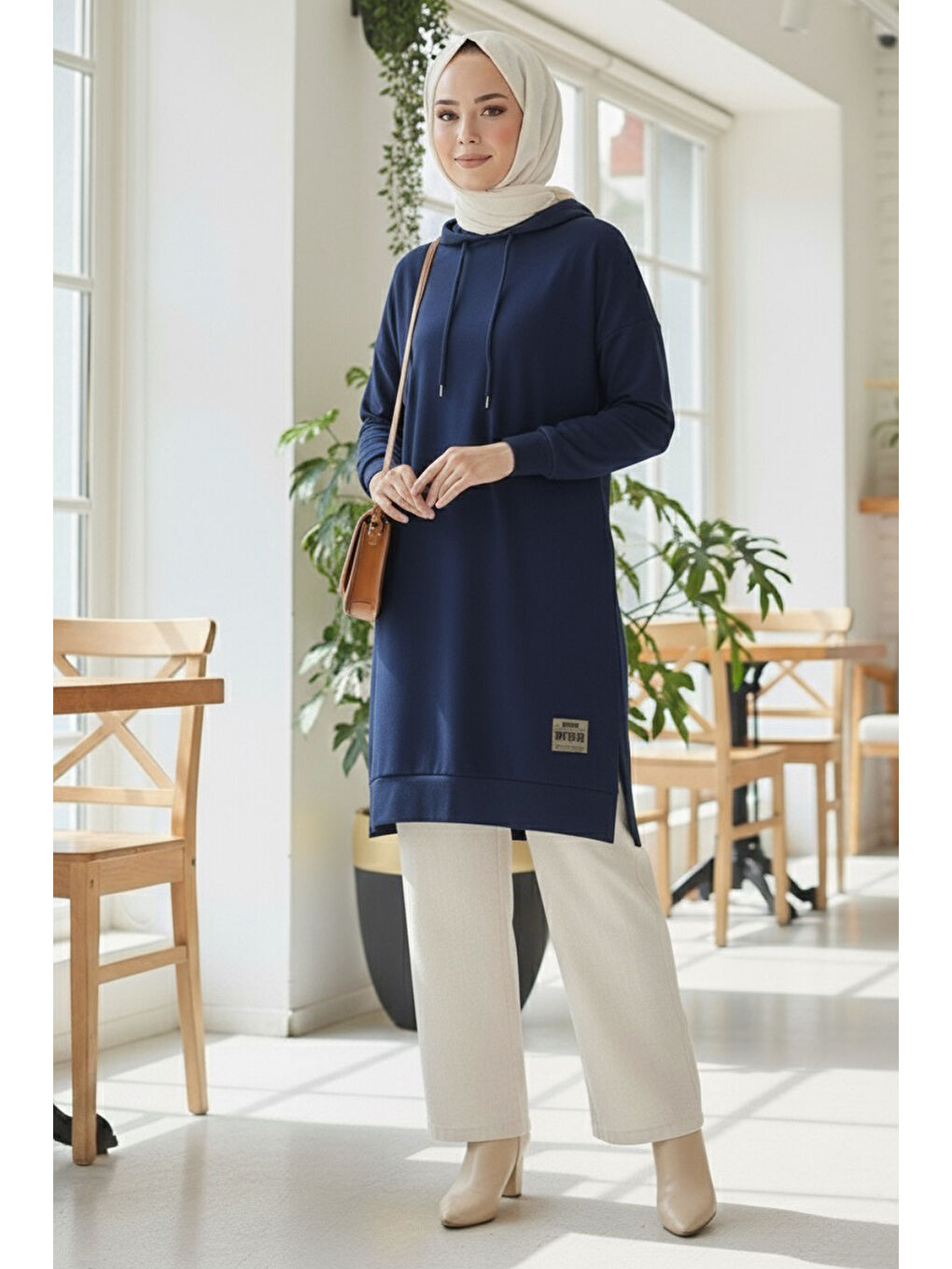 Armalı Vortex Yırtmaçlı Tunik Lacivert - 27984-LACIVERT