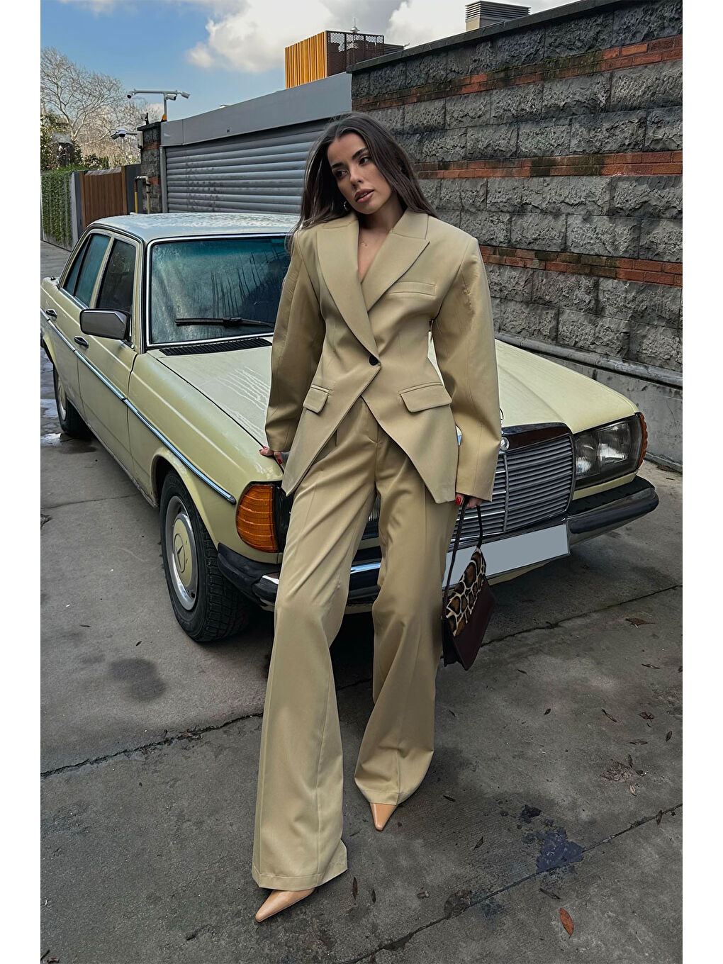 Bej Kruvaze Yaka Klasik Takım 5KXK8-49073-25-3