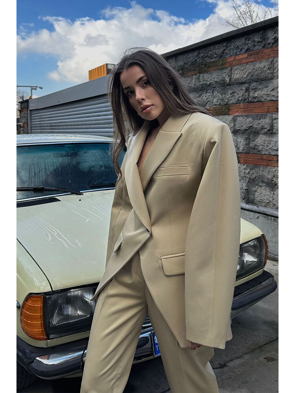 Bej Kruvaze Yaka Klasik Takım 5KXK8-49073-25-4