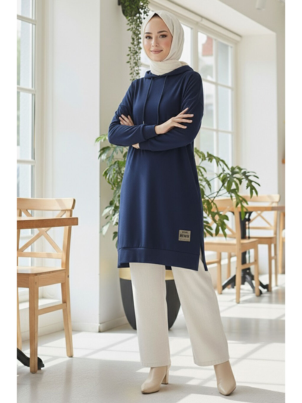 Armalı Vortex Yırtmaçlı Tunik Lacivert - 27984-LACIVERT-1