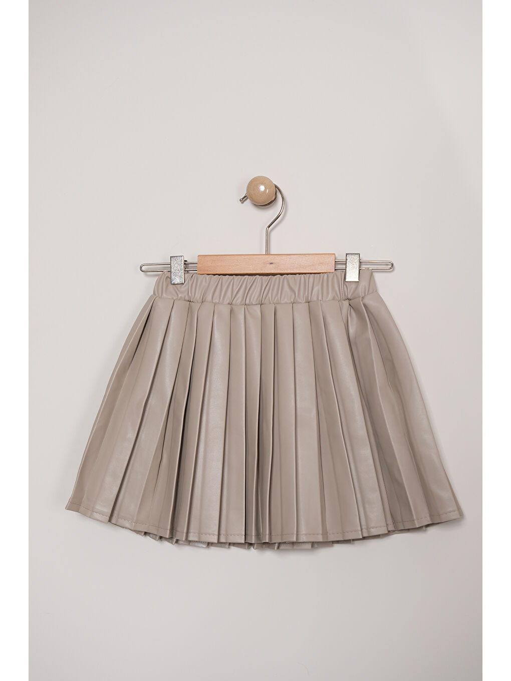 Kahverengi Kız Çocuk Badili Pelüş Yelekli Deri Etekli Takım TKM 9090-5