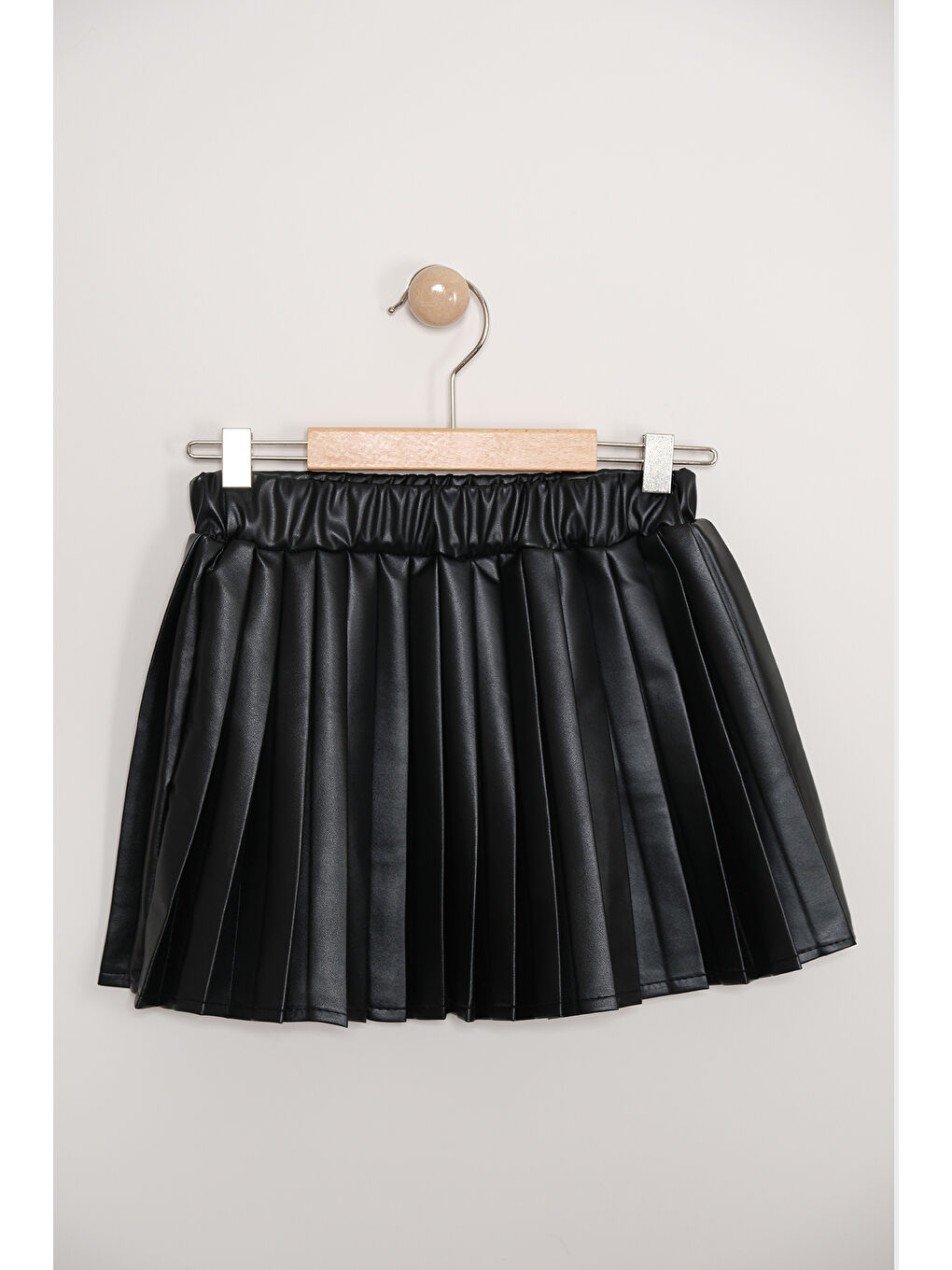 Siyah Kız Çocuk Badili Pelüş Yelekli Deri Etekli Takım TKM 9090-6