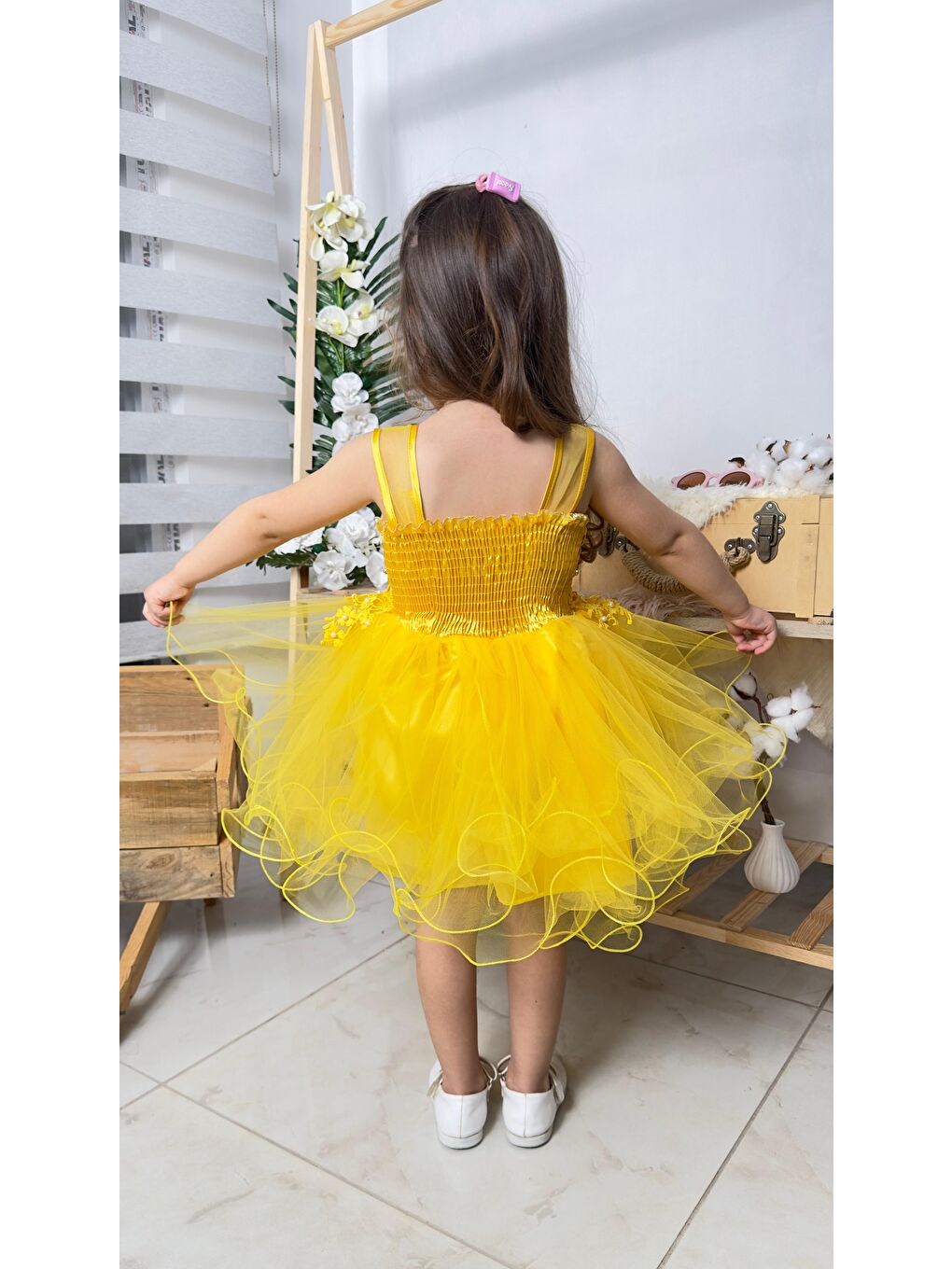 Sarı İncili Kız Çocuk Daisy Elbise MNK0585-4