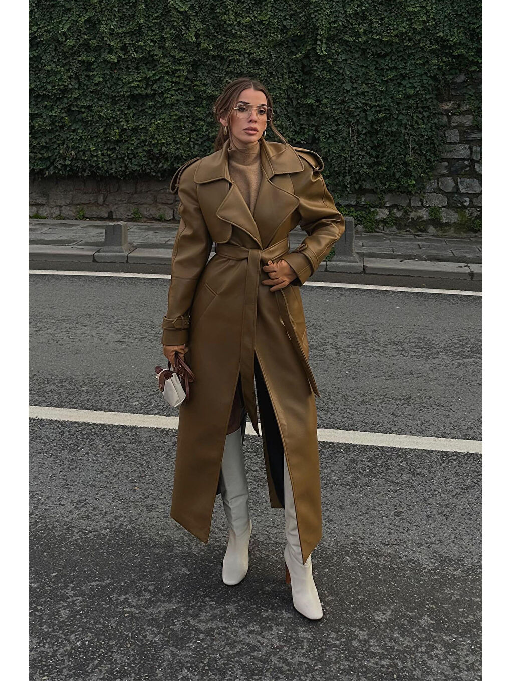 Kahverengi Vatkalı Deri Maxi Kaban 5KXK4-49069-18