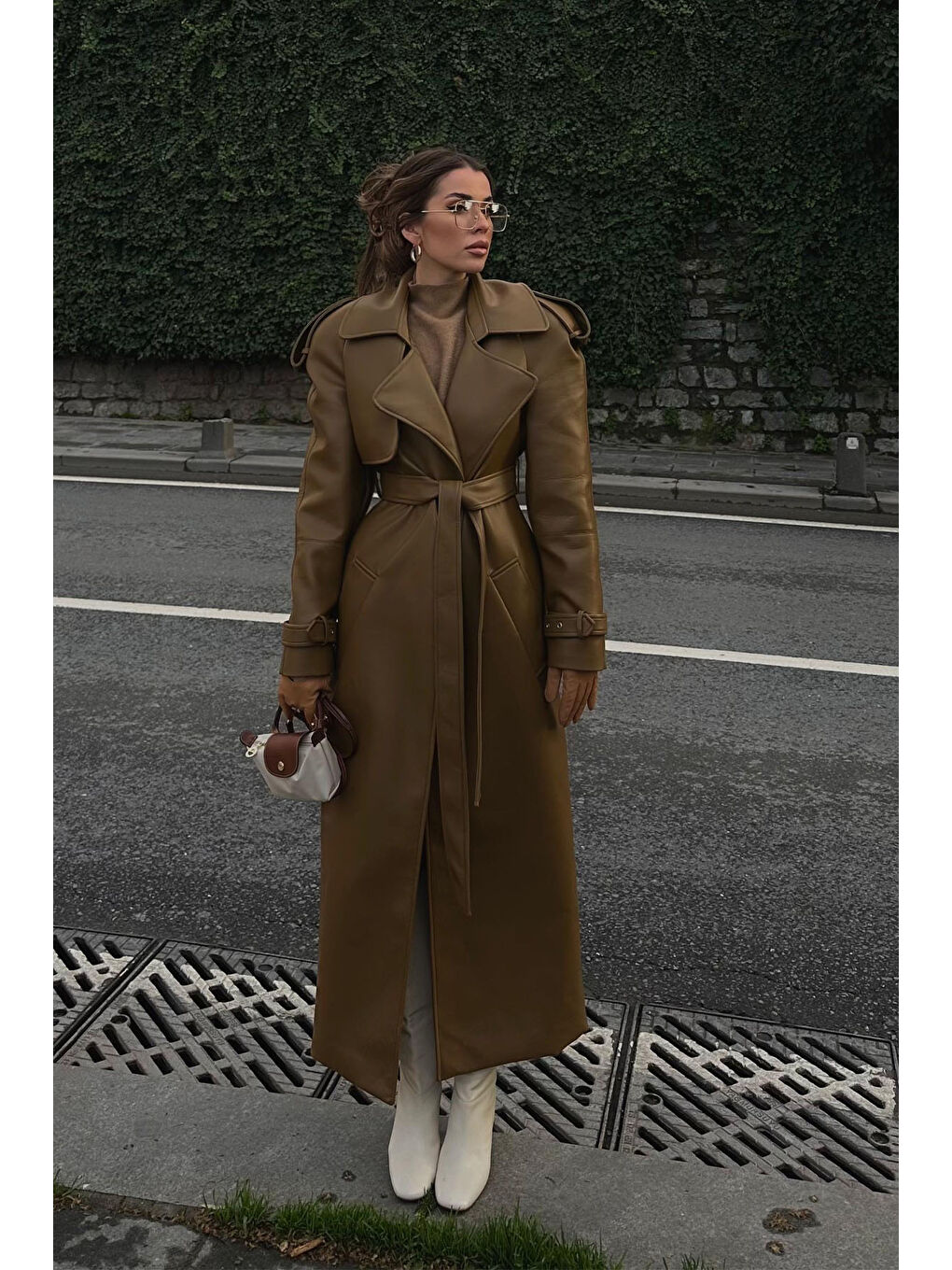 Kahverengi Vatkalı Deri Maxi Kaban 5KXK4-49069-18-3