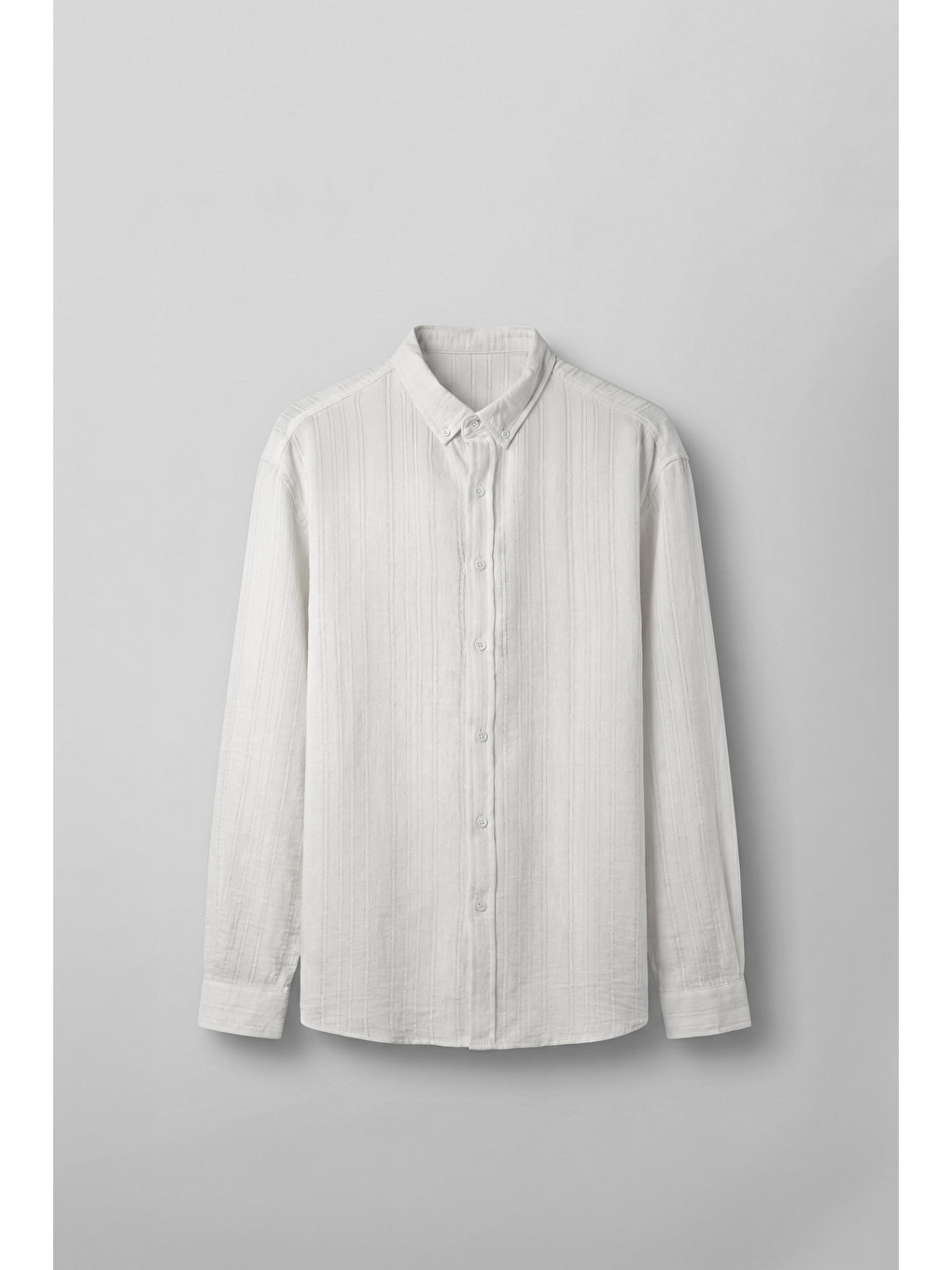 Erkek Relaxed Fit İnce Tekstürlü Gömlek Beyaz