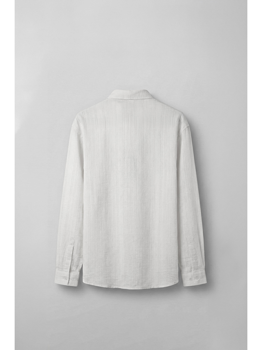 Erkek Relaxed Fit İnce Tekstürlü Gömlek Beyaz-1