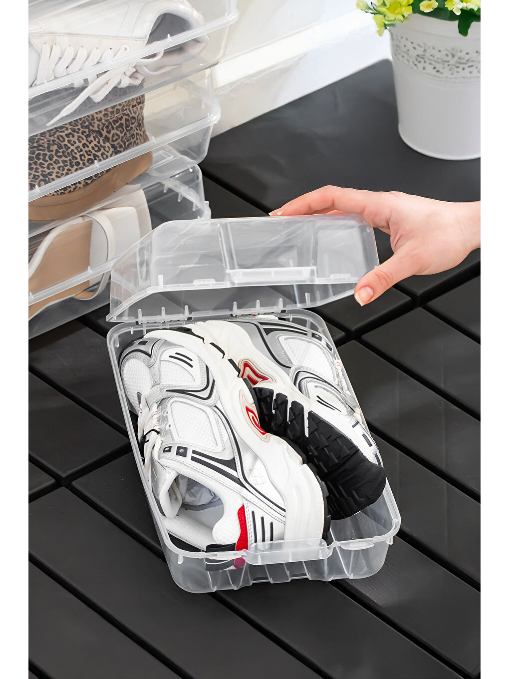 Renksiz 3196 5 Adet Kadın Ayakkabı Saklama Kutusu - Şeffaf Pratik Ayakkabı Düzenleyici Saklama Seti-3