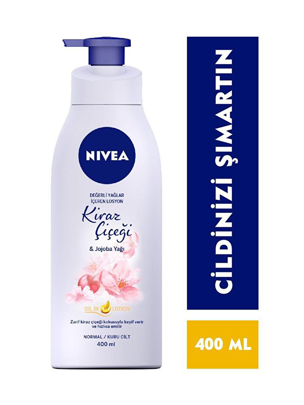 NIVEA Vücut Losyonu Değerli Yağlar Içerir Kiraz Çiçeği & Jojoba Yağı Normal Ve Kuru Ciltler,400 ml x2 Adet - 1