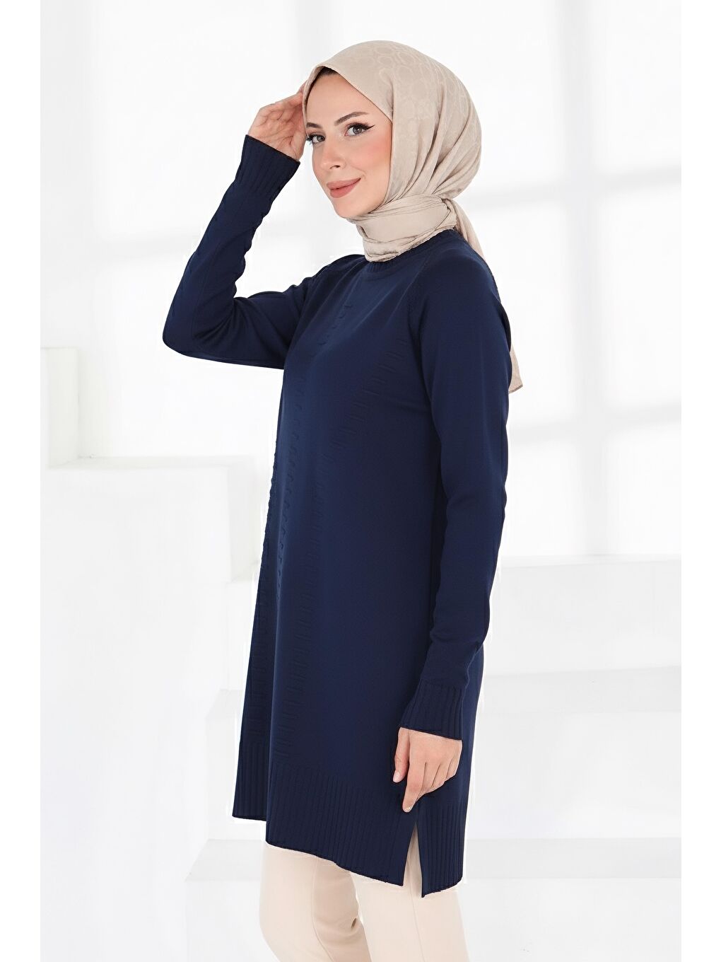 Fitilli Triko Tunik Lacivert - 27795-LACIVERT-1