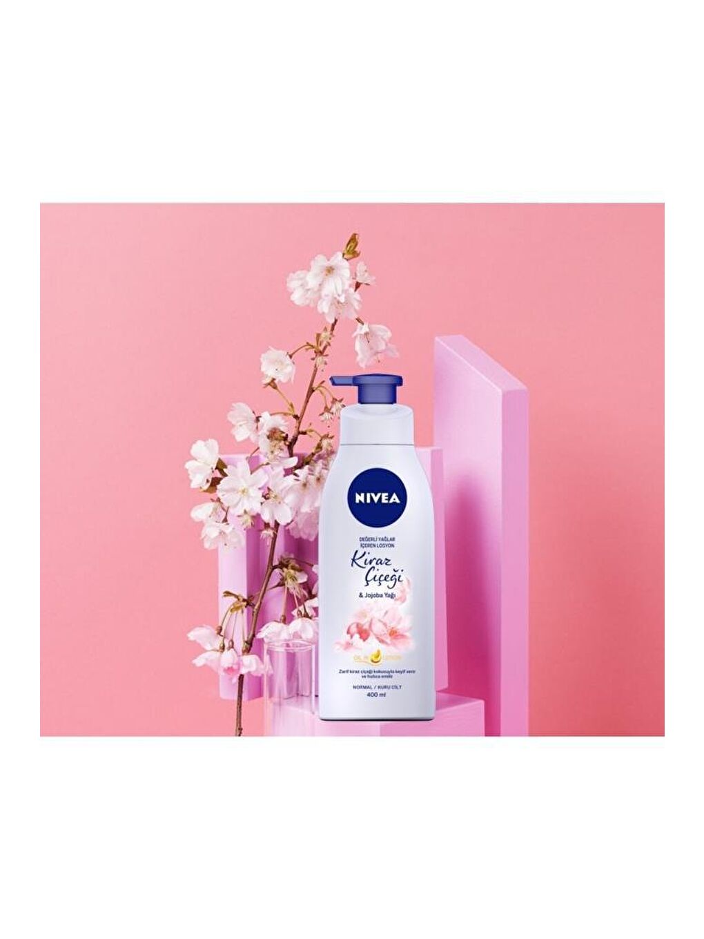 NIVEA Vücut Losyonu Değerli Yağlar Içerir Kiraz Çiçeği & Jojoba Yağı Normal Ve Kuru Ciltler,400 ml x2 Adet - 2