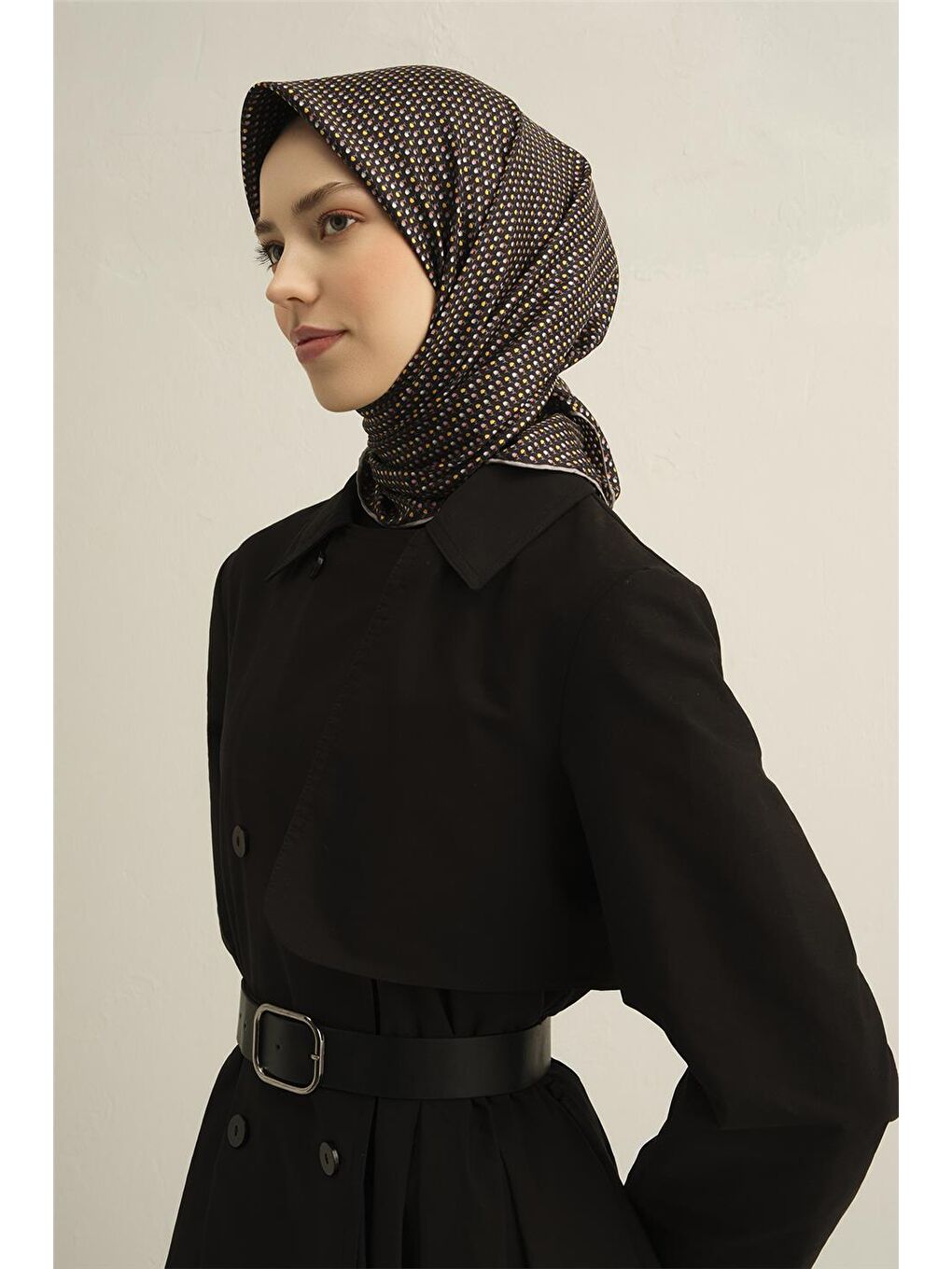 Kahverengi Geometrik Desenli Saf İpek Sura Eşarp 9307 04-2