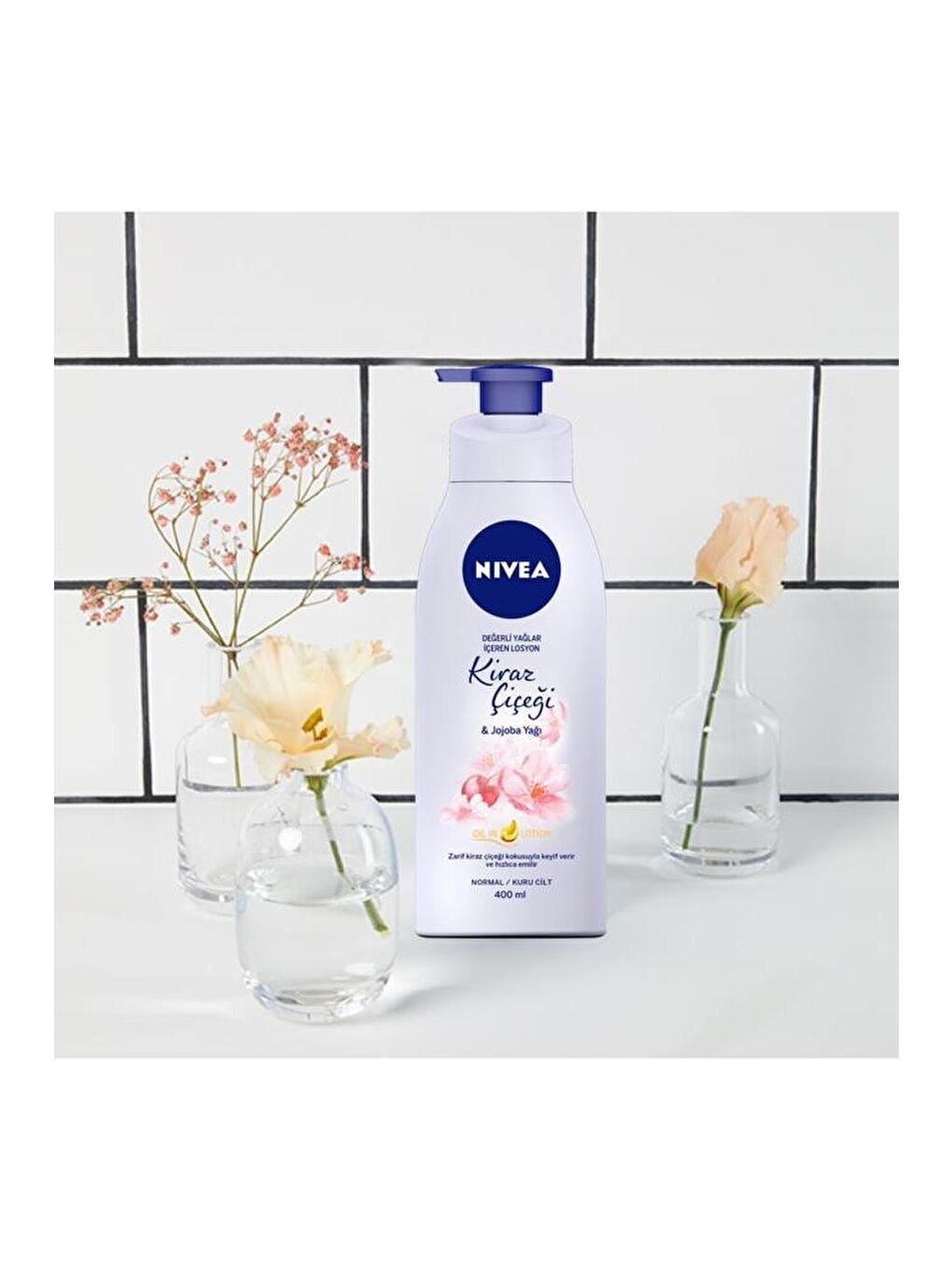 NIVEA Vücut Losyonu Değerli Yağlar Içerir Kiraz Çiçeği & Jojoba Yağı Normal Ve Kuru Ciltler,400 ml x2 Adet - 3