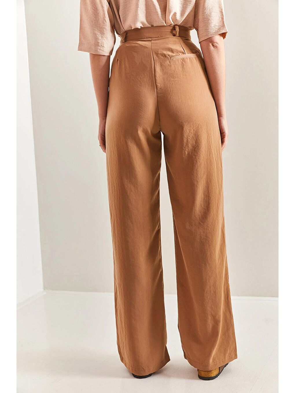 Kahverengi Kadın Çimalı Palazzo Pantolon-1