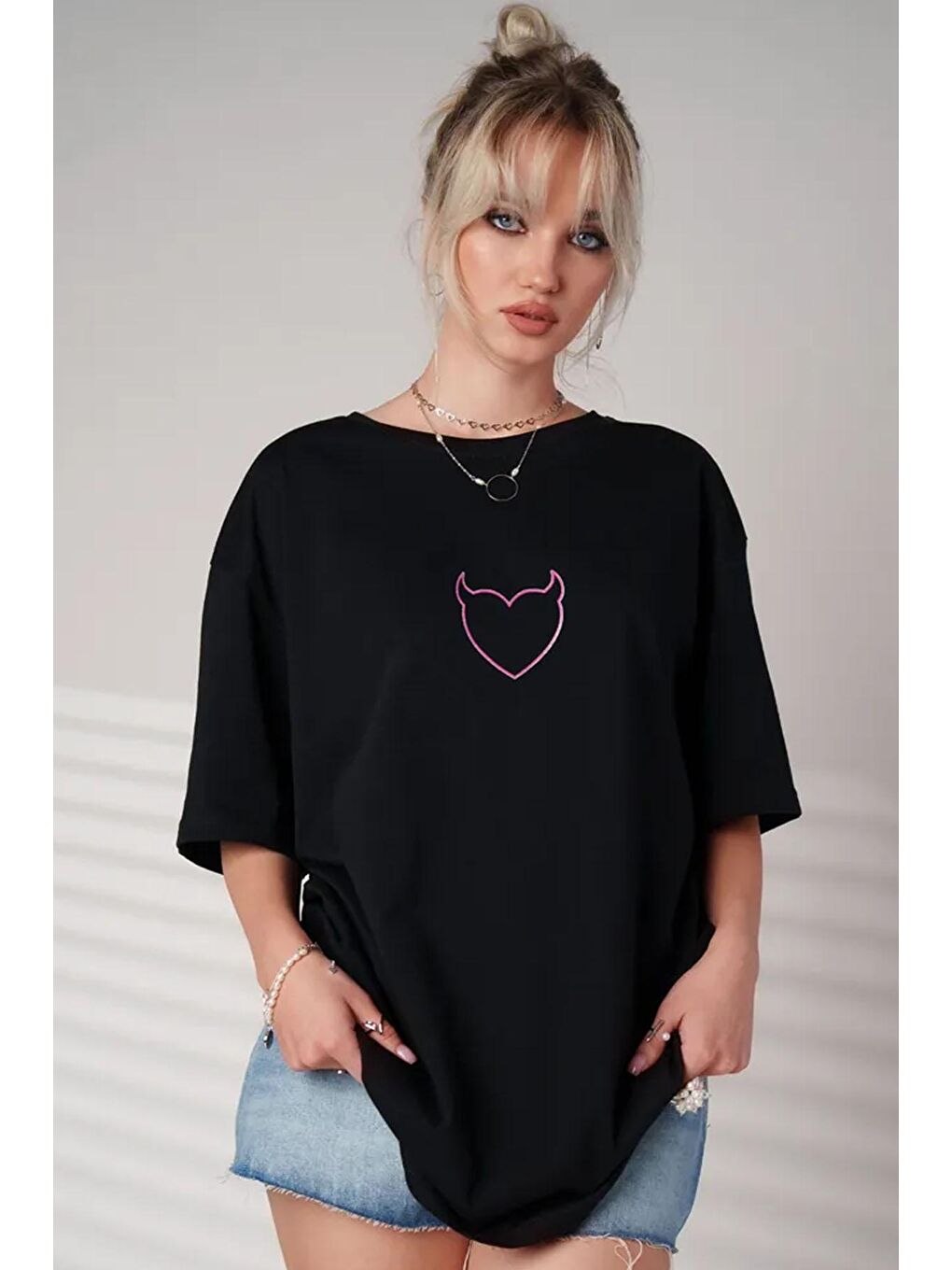 uyguntarz Siyah Unisex Baskılı Oversize Tshirt