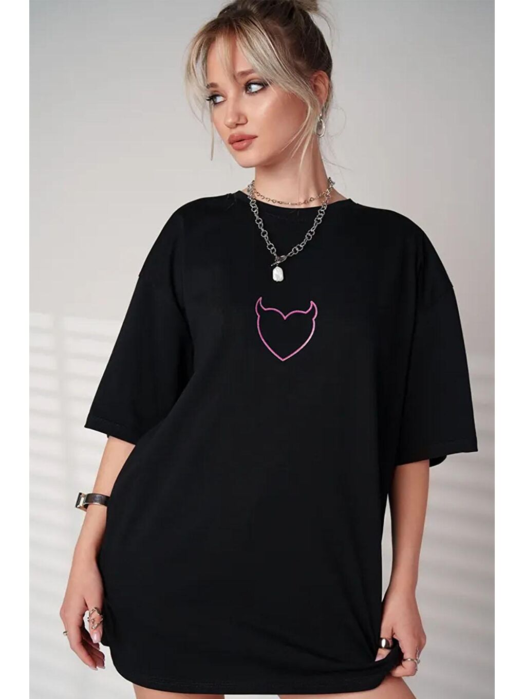 uyguntarz Siyah Unisex Baskılı Oversize Tshirt - 2