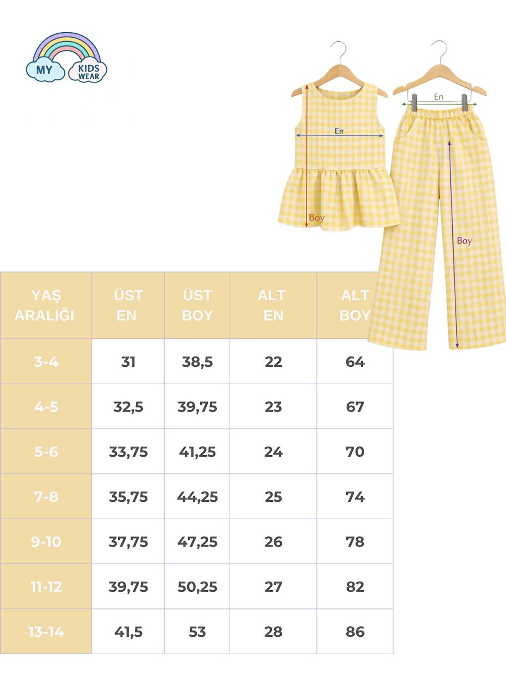 Sarı Kız Çocuk Pötikareli Peplum Bluz ve Pantolon Takımı 12690-4