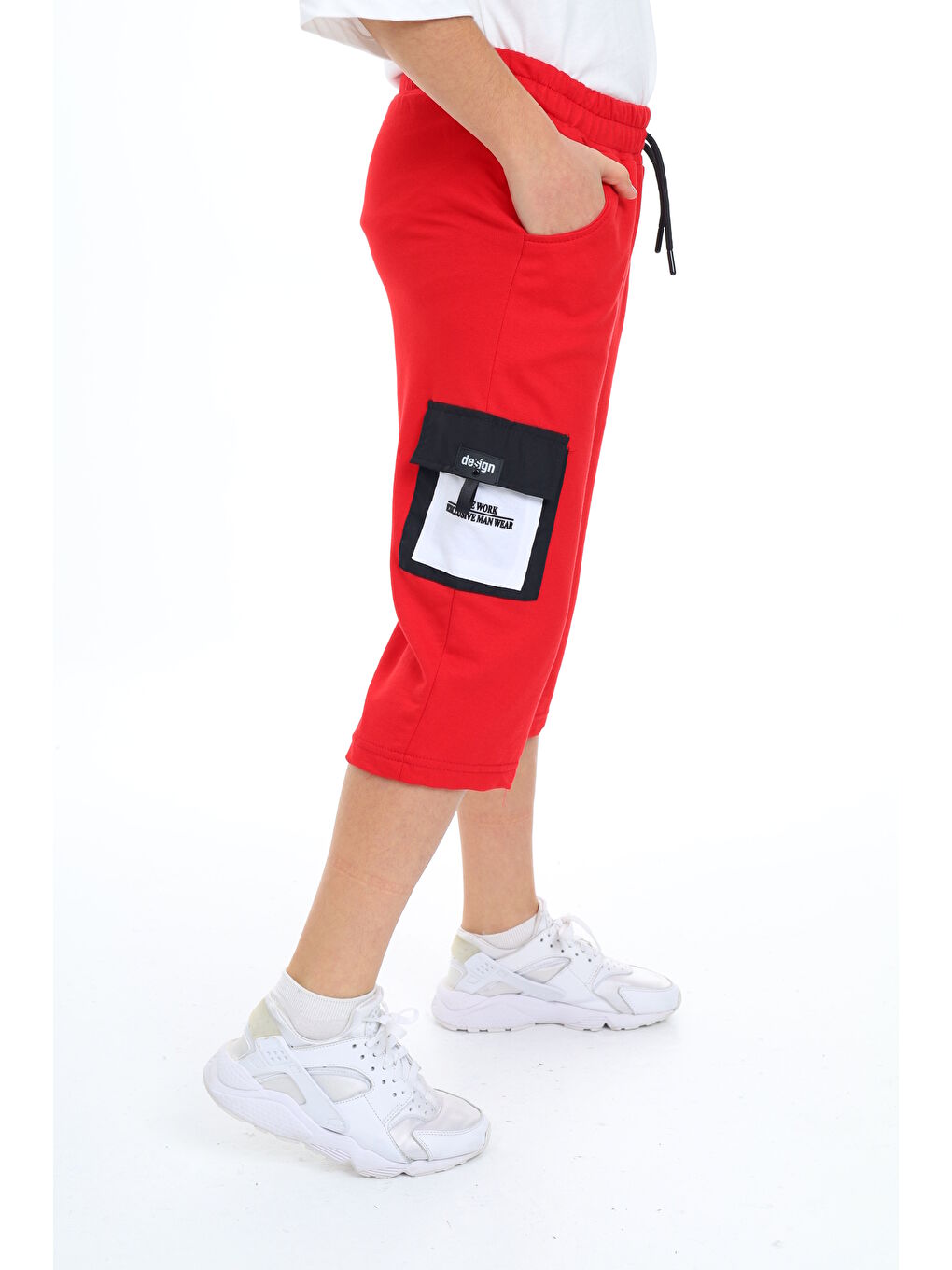 Kırmızı Erkek Çocuk Kargo Cepli Kapri Alt 12205