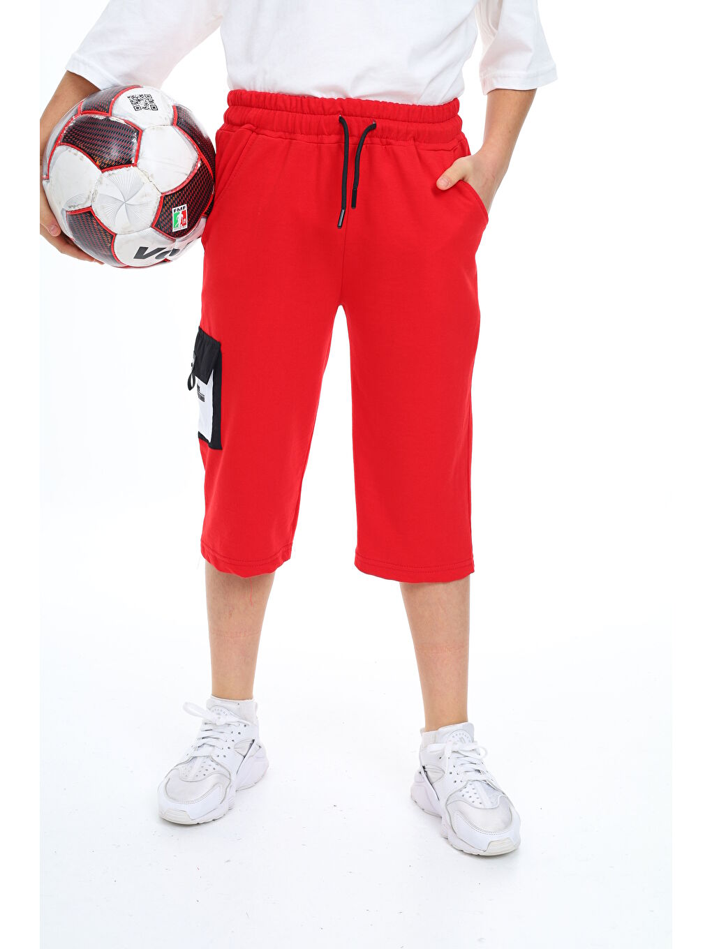 Kırmızı Erkek Çocuk Kargo Cepli Kapri Alt 12205-1