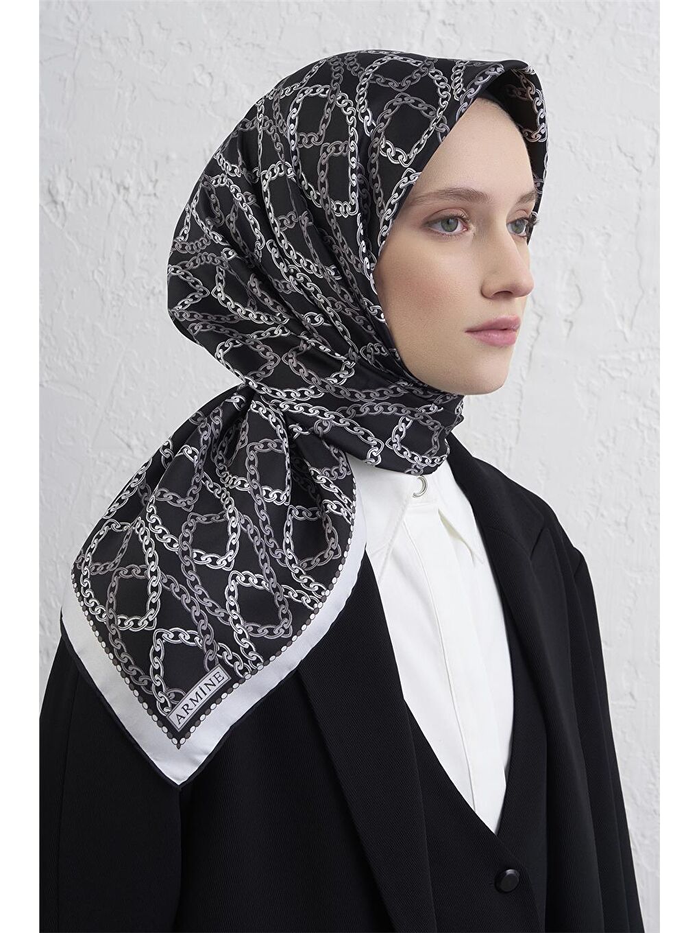 Siyah Saf İpek Sura Eşarp 9410D 89-1