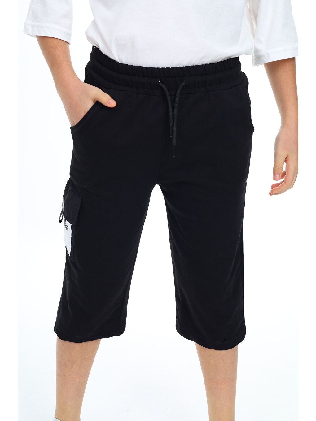 Siyah Erkek Çocuk Kargo Cepli Kapri Alt 12205-1