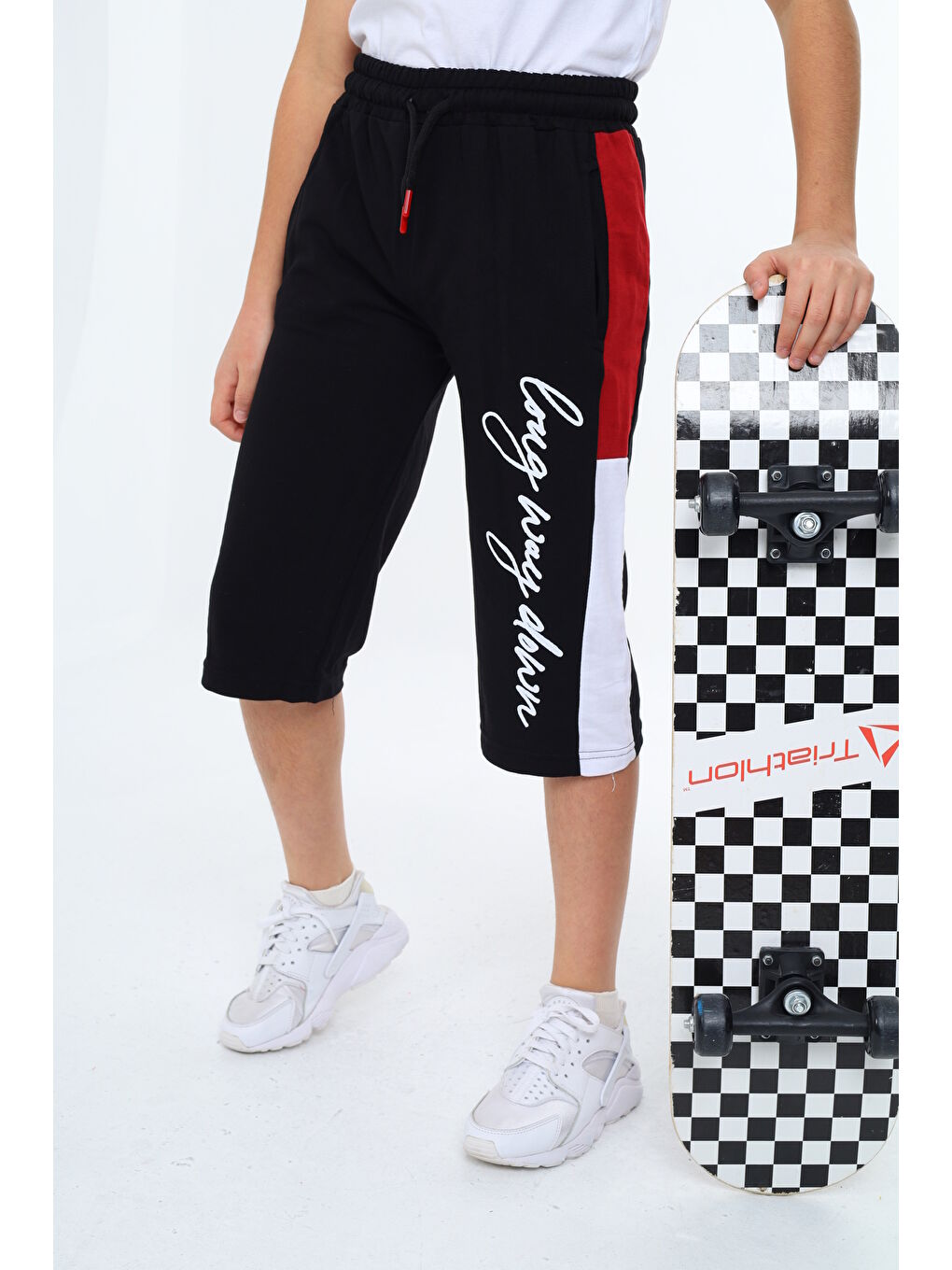 Siyah Erkek Çocuk Garni Detaylı Kapri Alt 12204-1