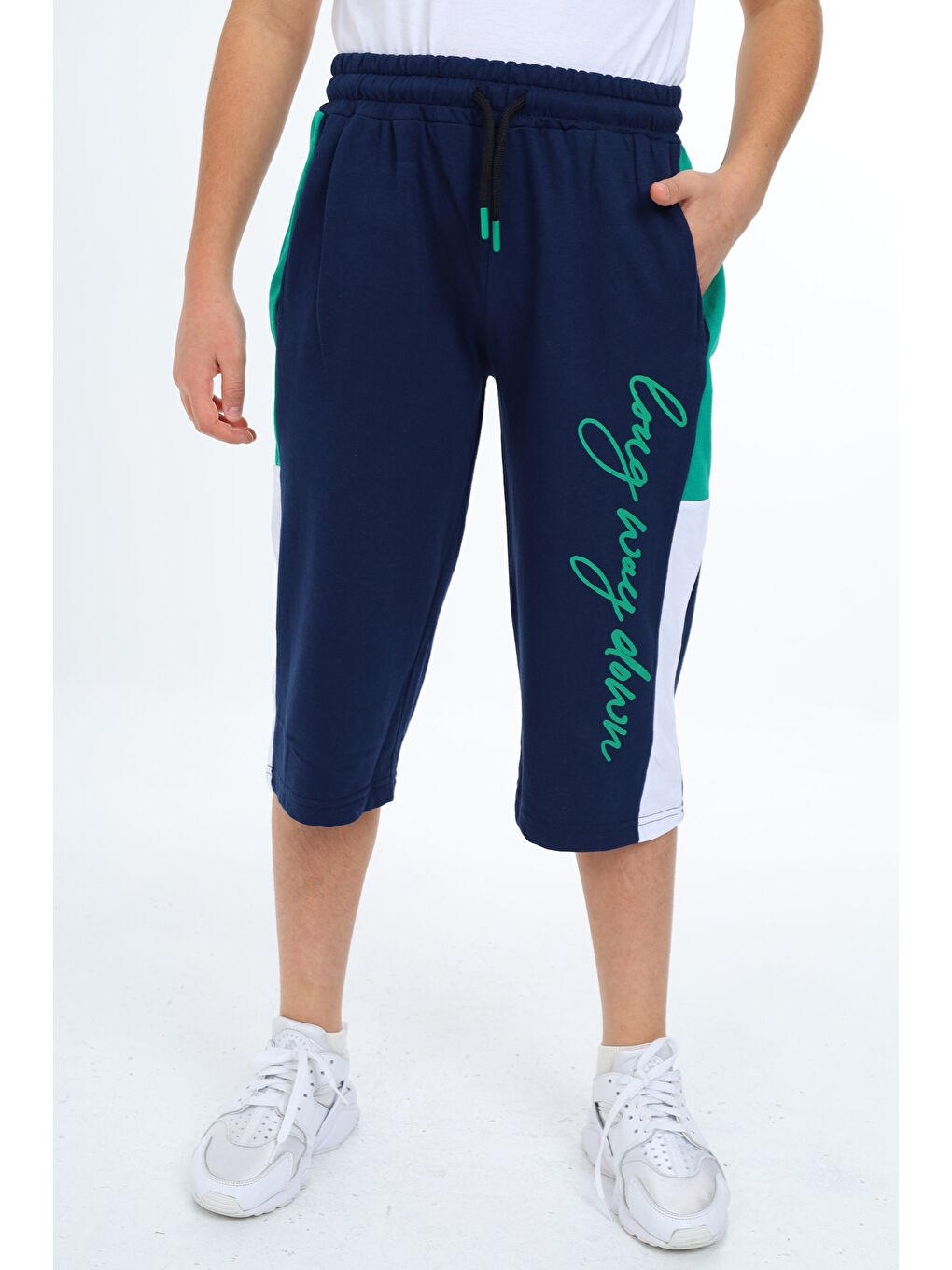 Lacivert Erkek Çocuk Garni Detaylı Kapri Alt 12204-1