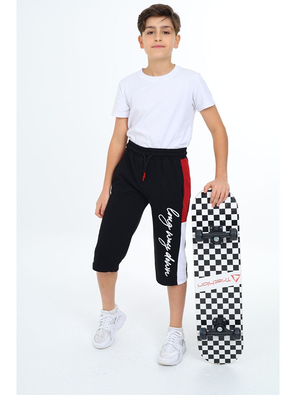 Siyah Erkek Çocuk Garni Detaylı Kapri Alt 12204-2