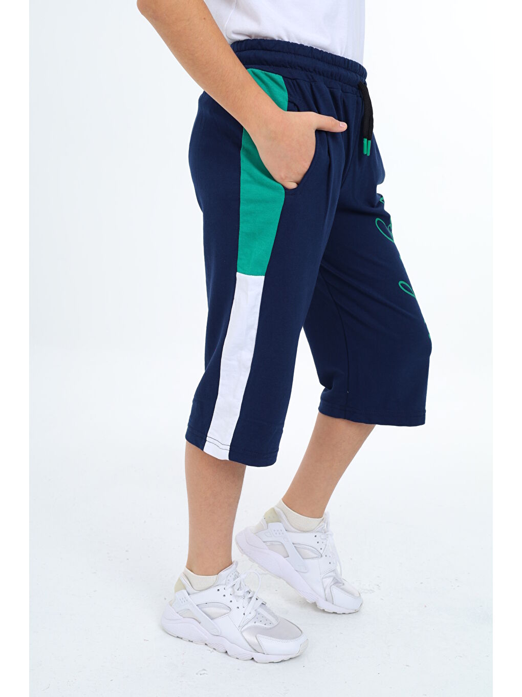 Lacivert Erkek Çocuk Garni Detaylı Kapri Alt 12204-2