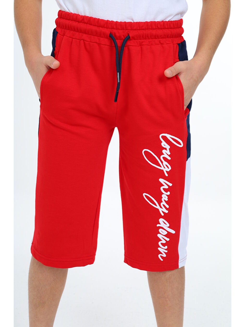 Kırmızı Erkek Çocuk Garni Detaylı Kapri Alt 12204-2