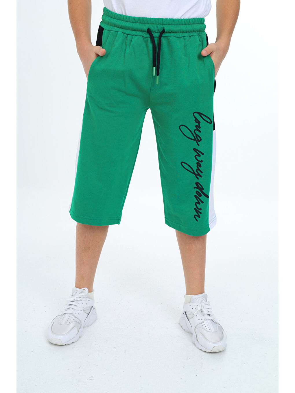 Yeşil Erkek Çocuk Garni Detaylı Kapri Alt 12204-2