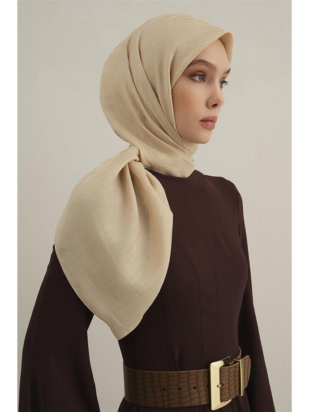 Bej Lyocell Eşarp 3- 64-1