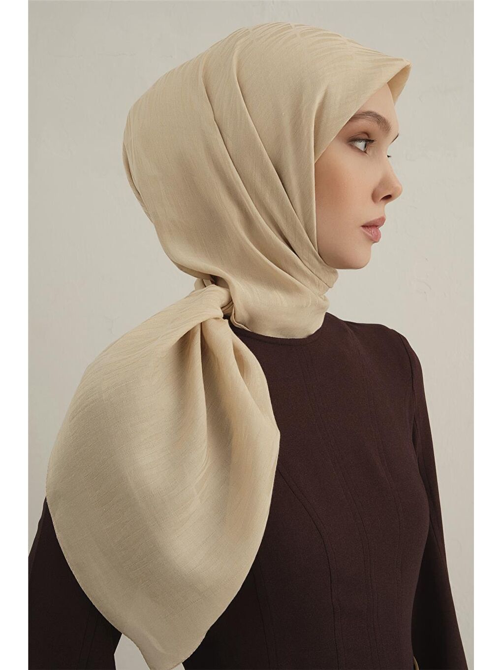 Bej Lyocell Eşarp 3- 64-2