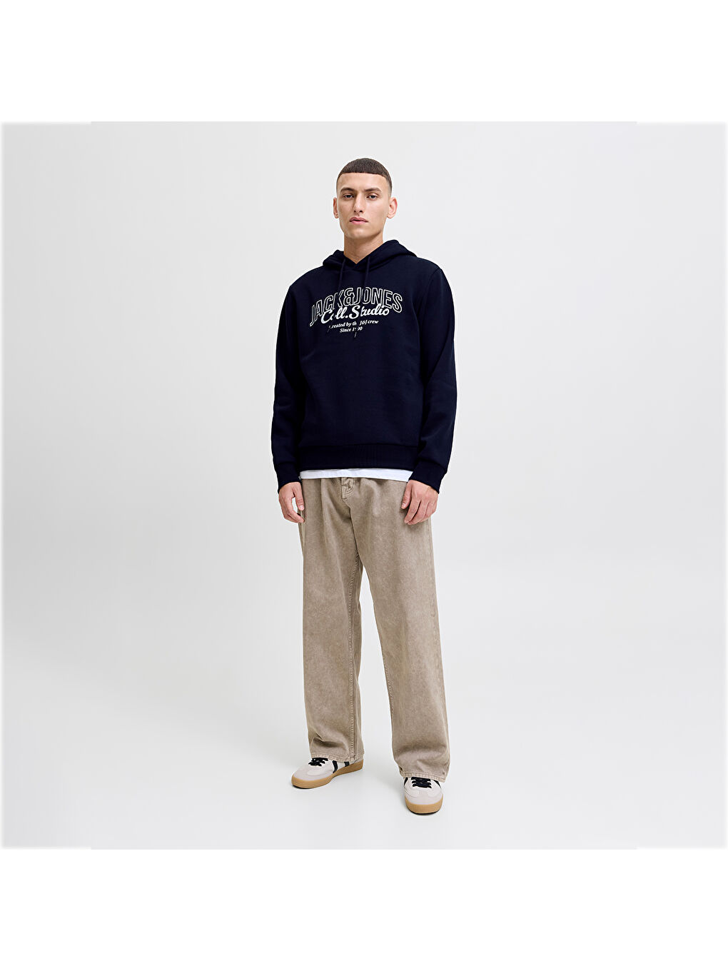 Makoto Erkek Lacivert Kapüşonlu Sweatshirt-1