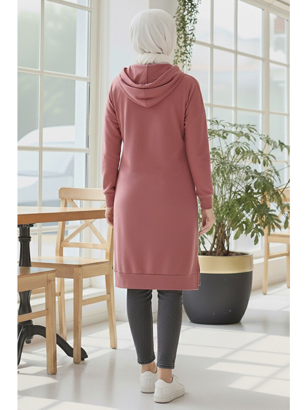 Pembe Armalı Vortex Yırtmaçlı Tunik Gul Kurusu - 27984-GUL-KURUSU-2