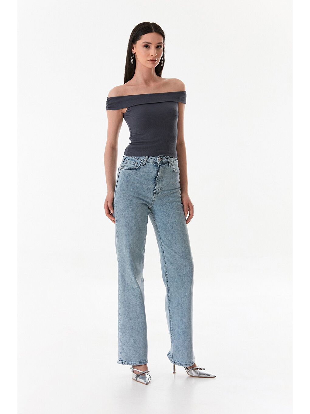 Antrasit Basic Madonna Yaka Modal Bluz-1