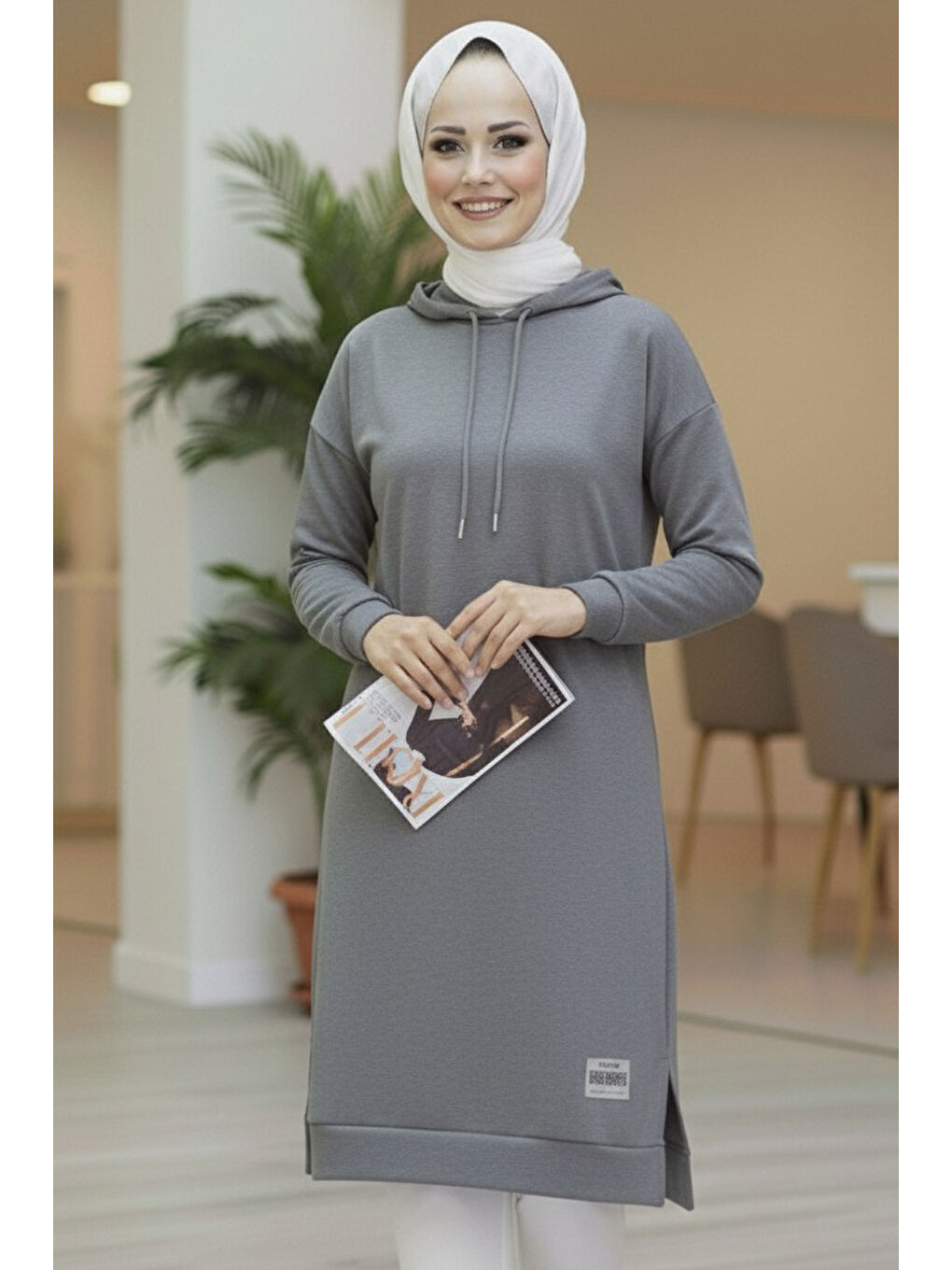 Armalı Vortex Yırtmaçlı Tunik Gri - 27984-GRI-1