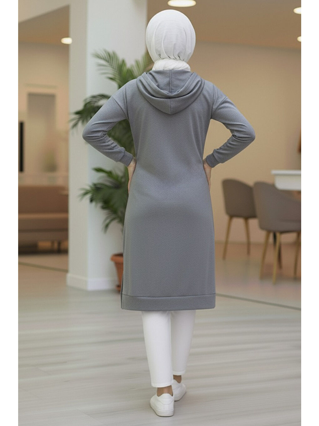 Armalı Vortex Yırtmaçlı Tunik Gri - 27984-GRI-2