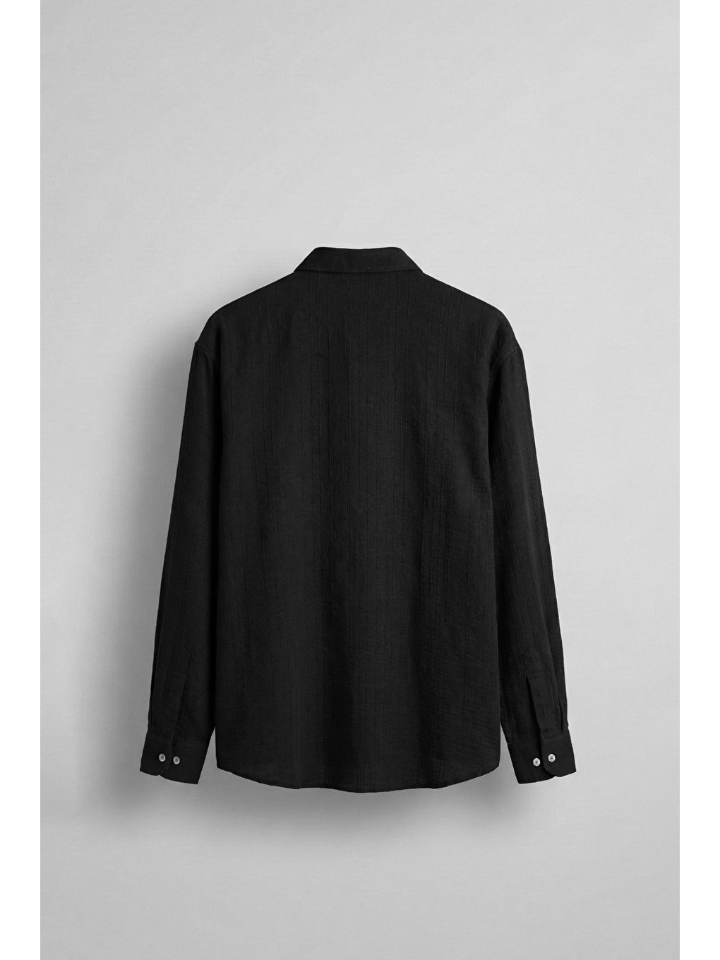 Erkek Relaxed Fit İnce Tekstürlü Gömlek Siyah-1