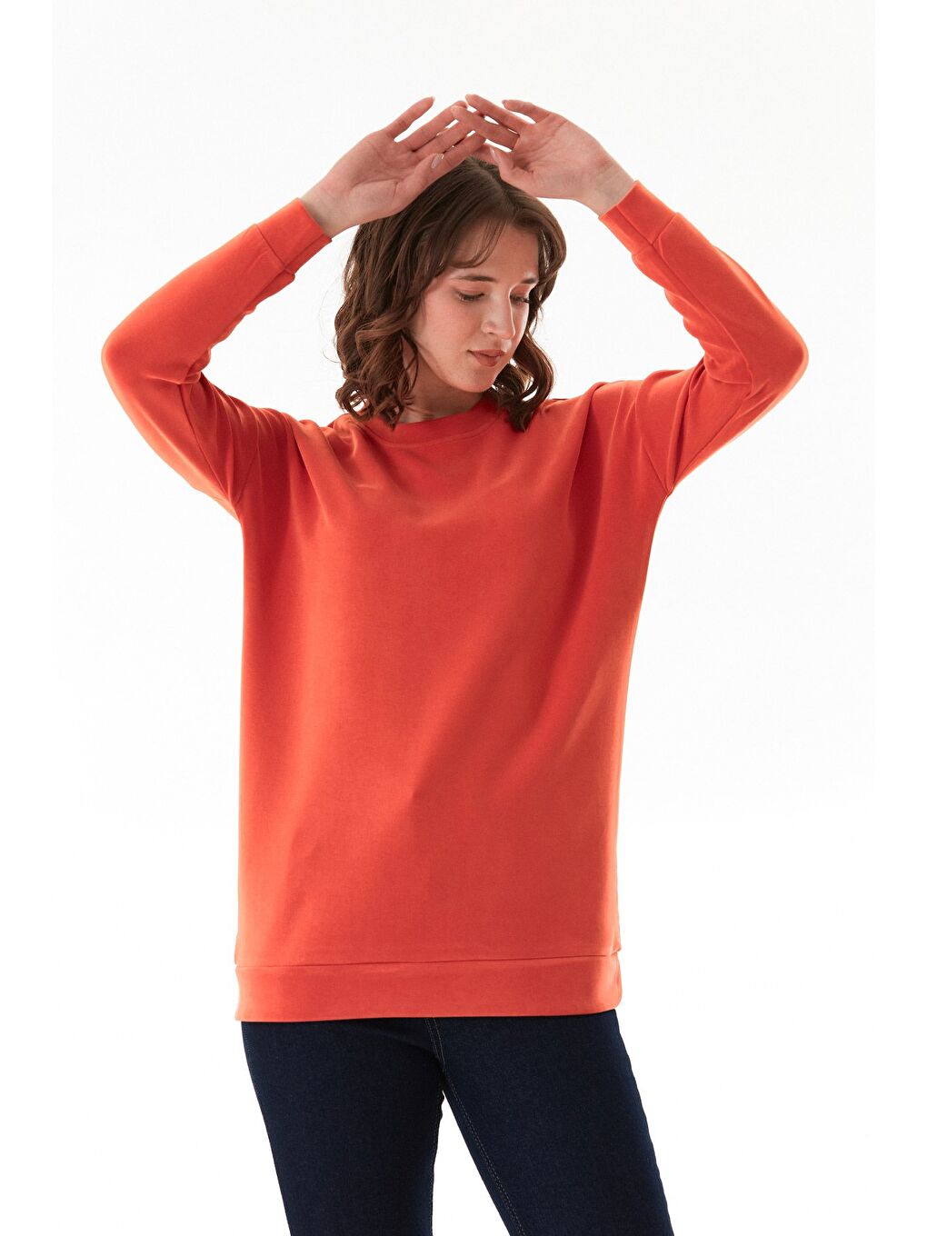 Turuncu Basic Bisiklet Yaka Modal Tunik-2