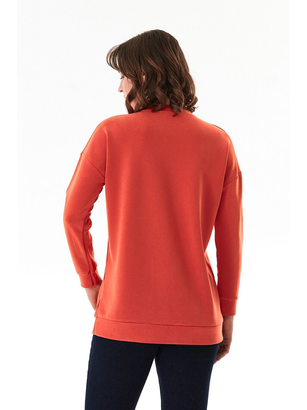 Turuncu Basic Bisiklet Yaka Modal Tunik-4