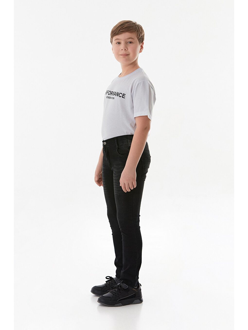 Siyah Eskitme Görünümlü Erkek Çocuk Pantolon-1