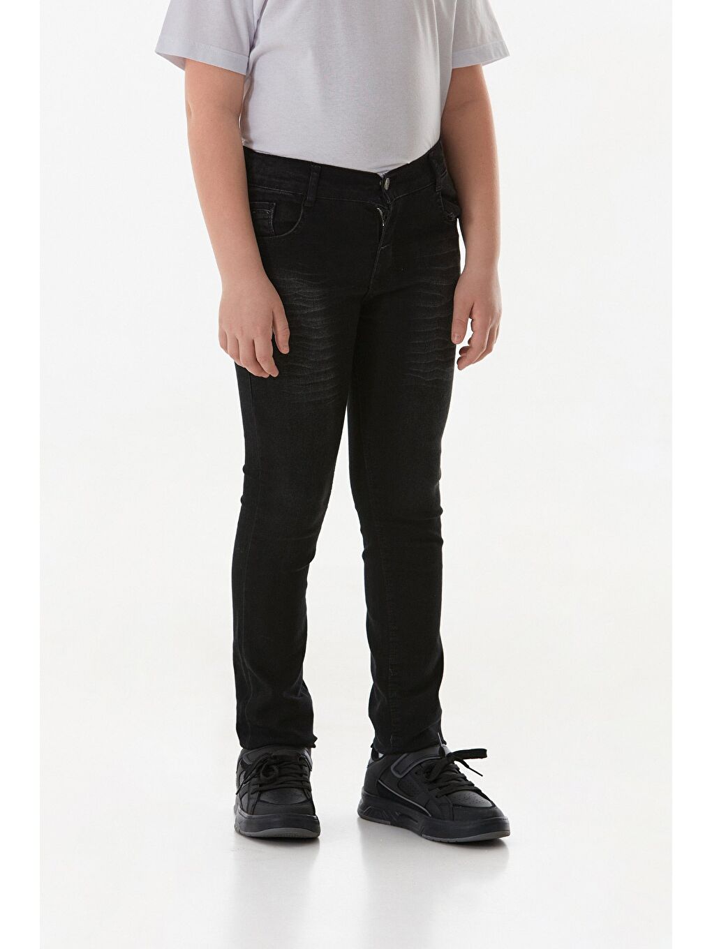 Siyah Eskitme Görünümlü Erkek Çocuk Pantolon-2