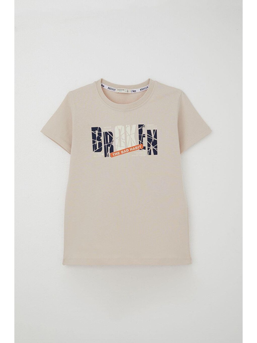 Erkek Çocuk Şortlu Takım Yazı Baskılı Bağcık Aksesuarlı Bej (8-14 Yaş)-1