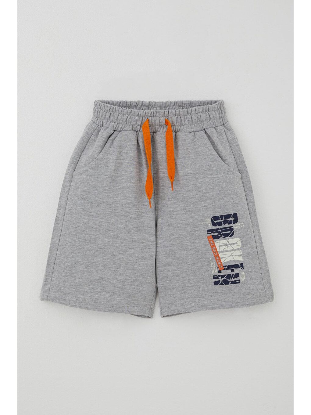 Erkek Çocuk Şortlu Takım Yazı Baskılı Bağcık Aksesuarlı Bej (8-14 Yaş)-2