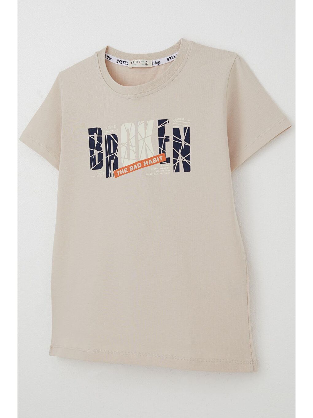 Erkek Çocuk Şortlu Takım Yazı Baskılı Bağcık Aksesuarlı Bej (8-14 Yaş)-5