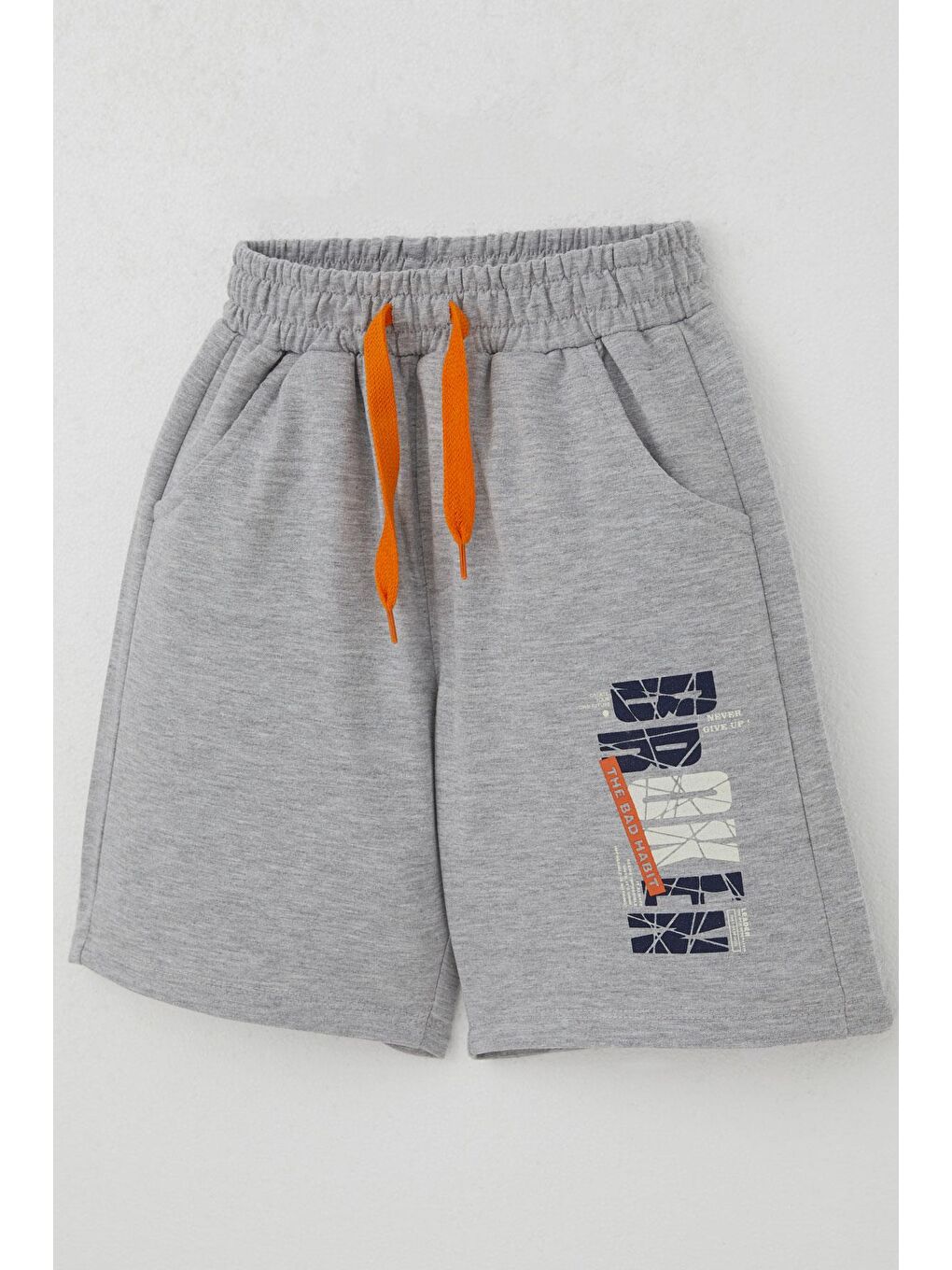 Erkek Çocuk Şortlu Takım Yazı Baskılı Bağcık Aksesuarlı Bej (8-14 Yaş)-6